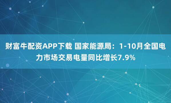 财富牛配资APP下载 国家能源局：1-10月全国电力市场交易电量同比增长7.9%